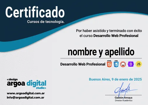 Certificado Desarrollo Web Profesional