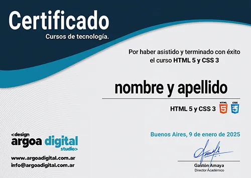 Certificado HTML 5 y CSS 3