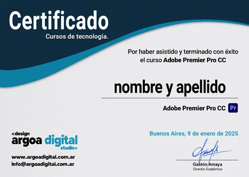 Certificado Adobe Premier Pro CC